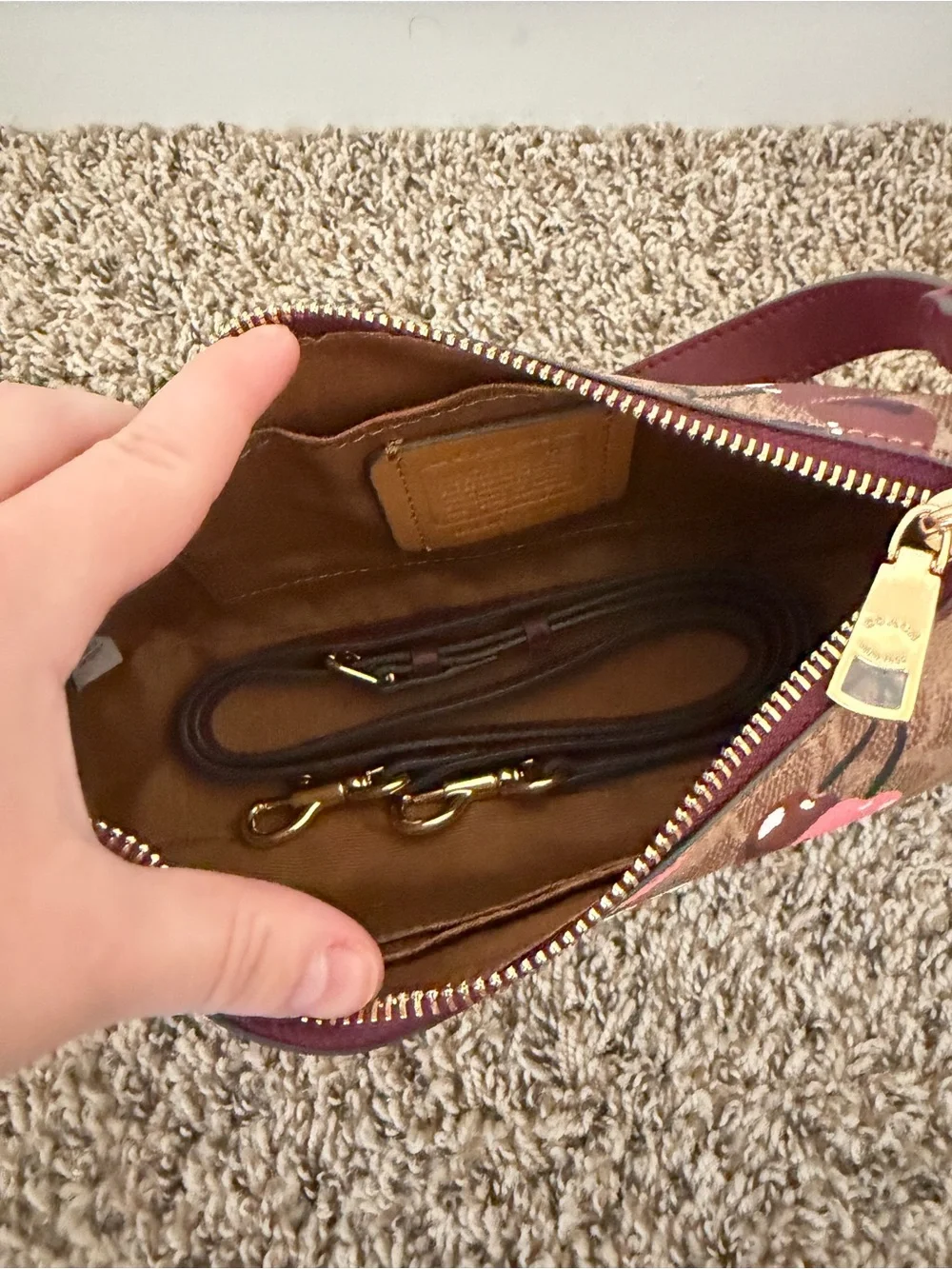 Coach Pink Cherry Signature Canvas Shoulder Bag